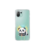 Xiaomi Mi 11 Lite ile Uyumlu Splash Panda Tasarımlı Şeffaf Silikon Kılıf