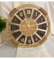 Kişiye Özel Halatlı Dekoratif Ahşap Duvar Saati 40 cm
