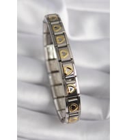 316L Çelik Gümüş Renk Gold Kalp İşleme Nomination Model Kadın Bileklik