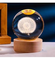 Wolawood Kristal Cam Kar Küresi 3D Işıklı LED Lamba USB Kablolu Ahşap Standlı Özel Gün Işığı Dekoratif Hediyelik Konsept Masaüstü Aksesuar Şık Zarif Süs Biblo Dekor Top Özel Üretim Premium Ay Küre Seti