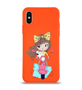 Apple iPhone XS Uyumlu Lansman Kılıf Vespagirl Tasarımlı Altı Kapalı İçi Kadife Kaplı Silikon Kapak (Şeffaf)