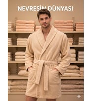 Mulvxurg  Urg02  Pamuklu Tek Bornoz Bej  M Beden (Mulvix)