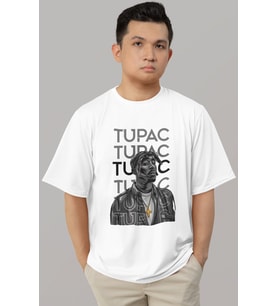 Tasarım Tupac Rapper 2Pac Şarkıcı Baskılı Unisex Oversize Tişört