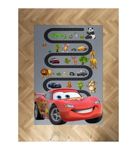 MEKTA HOME BEBEK VE ÇOCUK ODASI McQueen ve Yol Desenli Halı