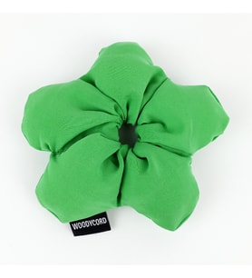 WoodyCord El Yapımı Canlı Yeşil Pofuduk Scrunchie Toka