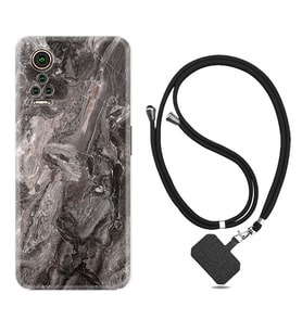 General Mobile GM 21 Pro GM 22 Pro Plus Kılıf Boyun Askılı Silikon Gri Mermer 1376