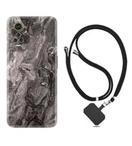 General Mobile GM 21 Pro GM 22 Pro Plus Kılıf Boyun Askılı Silikon Gri Mermer 1376