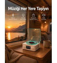 Tasarımlı Gece Lambalı Hoparlör – Saat Pil Göstergeli