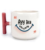 Ayy Benim Gülerim Baskılı Kırmızı Kulplu T Kupa