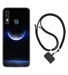 Tecno Spark 8T Kılıf Resimli Boyun Askılı İpli Desenli Silikon Series Midnight Moon 1802