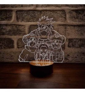 Naruto Kakashi Team 7 Figürlü Dekoratif Hediye Led Masa Lambası 7 Işık Rengi Ahşap Taban
