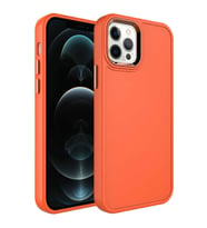 Uyumlu Model Apple iPhone 12 Pro Max Kılıf Kamera Çerçeveli Arka Kısmı Temizlenebilir Kapak (Turuncu)