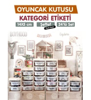 Oyuncak Dolabı Kutusu Kategori Etiketi Türkçe, Organizer Etiketi Şeffaf Etiket Düzenleme Organizer Siyah-T942