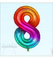 8 Yaş Rakam Folyo Balon, 100 cm - Gökkuşağı