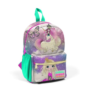 Minik Yuva Sırt Çantası Pembe Su Yeşili Unicornlu Kız Desenli İki Bölmeli 23533