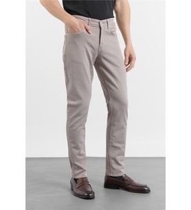 Açık Bej 5 Cep Düz Paça Gabardin Slim Fit Pamuklu Pantolon 1003260318