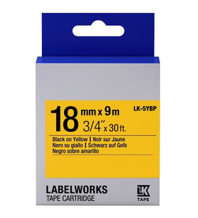 Tonersepeti Epson LK-5YBP Muadil Pastel Etiket Kartuşu Siyah Sarı 18 mm C53S655003