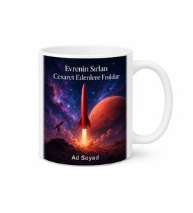 Uzay Keşfi Mars Kolonisi Astronot Roket Yıldızlararası Evren Temalı Baskılı Kupa Bardak Hediye