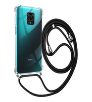 Xiaomi Redmi Note 9 PRO MAX Şeffaf Boyun - Omuz Askılı İpli Kılıf (Siyah)