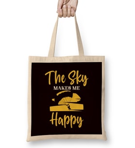 Sky Makes Happy Paragliding Parachuting Skydiving Pilot Bez Çanta Uzun Saplı