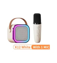 1-2 Kablosuz Mikrofonlar İle K12 Karaoke Makinesi Taşınabilir 5.3 Pa Bluetooth Beige 1 Mic