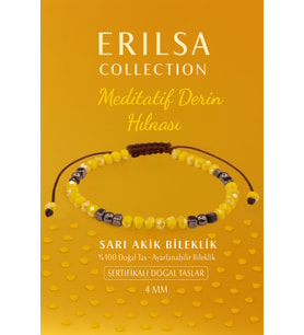 Sertifikalı Meditatif Derin Huzur Enerji Bilekliği – Sarı Akik Doğal Taşı (İnce Model) (Çok Renkli)