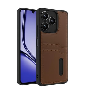 Realme Note 50 4g Kılıf Sara Kartvizitli Deri Kılıf - Taba