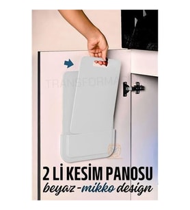 Transformacion 2 li Kesim Panosu Stantlı Yapışkanlı Kesim Tahtası BEYAZ Mikko Design 720999