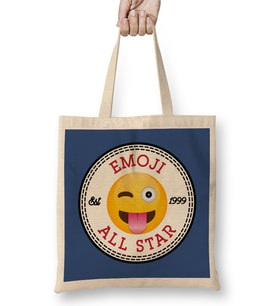 Winky Tongue Emoji All Star Converse Logo Bez Çanta Uzun Saplı