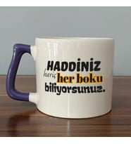 Haddiniz Hariç Her Boku Biliyorsunuz Baskılı Mor Kulplu D Kupa