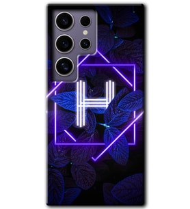 Galaxy S24 Ultra Kılıf HD Desen Baskılı Kılıf - Dark Neon Yaprak H Harfi