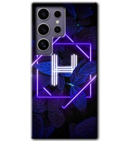 Galaxy S24 Ultra Kılıf HD Desen Baskılı Kılıf - Dark Neon Yaprak H Harfi
