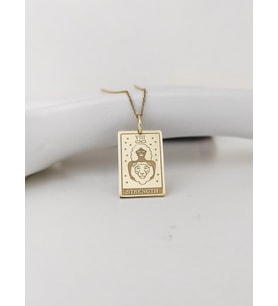 Altın Kaplama  Strength Tarot Gümüş Kolye