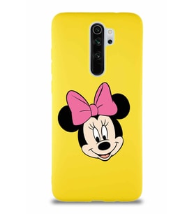 Xiaomi Redmi Note 8 Pro Soft Premier Kapak Minnie Mouse-C Tasarımlı Silikon Kılıf - Sarı (Şeffaf)