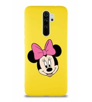 Xiaomi Redmi Note 8 Pro Soft Premier Kapak Minnie Mouse-C Tasarımlı Silikon Kılıf - Sarı (Şeffaf)