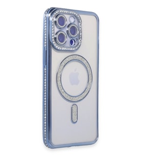 Newface Apple iPhone 14 Pro Kılıf Joke Simli Magneticsafe Kılıf - Mavi