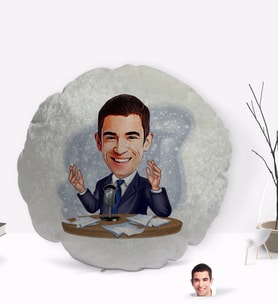 BK Gift Kişiye Özel Erkek Spiker Karikatürlü Yuvarlak Dekoratif Kırlent Yastık-1