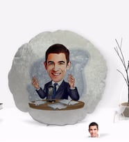 BK Gift Kişiye Özel Erkek Spiker Karikatürlü Yuvarlak Dekoratif Kırlent Yastık-1