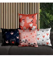 eJOYA Kalp Tasarımlı 4'lü Yastık İçi Ve Kırlent Kılıfı 45cm 113689