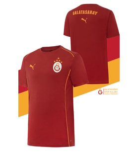 Galatasaray Orijinal Lisanslı Sıfır Yaka Kırmızı Antrenman 5 Yıldızlı T-Shirt