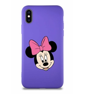 Apple iPhone X Soft Premier Kapak Minnie Mouse-C Tasarımlı Silikon Kılıf - Mor (Şeffaf)