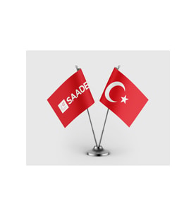 Saadet Partisi Kırmızı ve Türk Bayrağı İkili Saten Masa Bayrağı Takımı