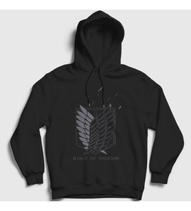 Presmono Unisex Siyah Survey Anime Attack On Titan Kapüşonlu Sweatshirt 124923tt