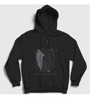Presmono Unisex Siyah Survey Anime Attack On Titan Kapüşonlu Sweatshirt 124923tt
