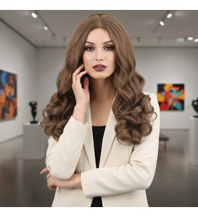 Dalgalı Perçemsiz Uzun Fiber Sen Peruk / Bebek Kumralı