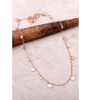 Pullu Sallantılı Taşlı Rose Gümüş Kolye 7108