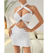 Mulvxbrf Brf02 Beyaz Şık Party  Clup Eğlence Elbisesi 6673 (Mulvix)