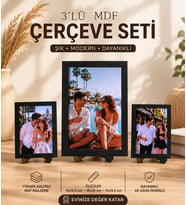 Kişiye Özel Üçlü Ahşap MDF Fotoğraf Çerçevesi büyük boy