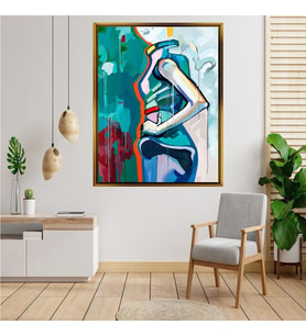 Tablore Pop Art Soyut Kadın Figürlü Yağlıboya Tablo Modern Renkli Çerçeveli Salon Dekoru