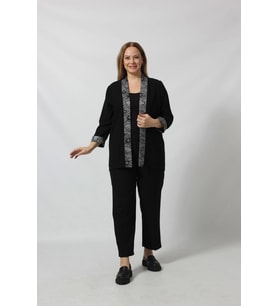 Parlak Detaylı Garnili Büyük Beden Blazer Ceket